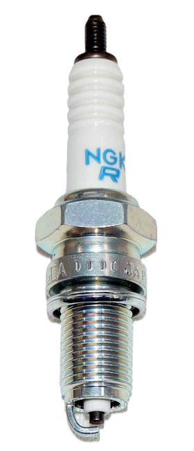 NGK DPR6EA-9 next to ruler showing 19mm reach and 12mm thread for fit verification
