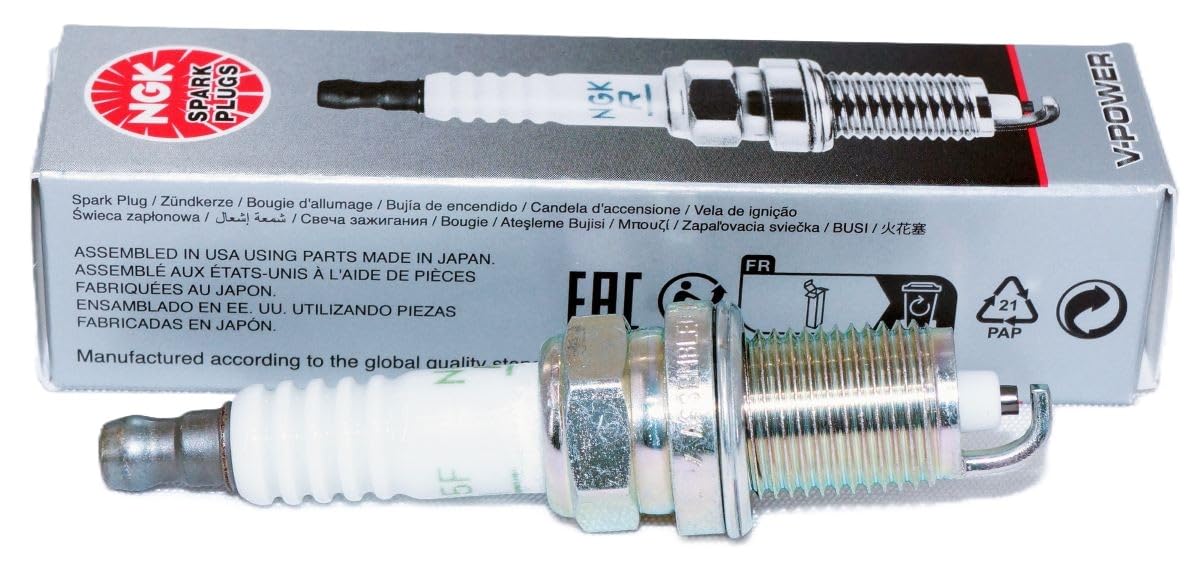 NGK close-up of 45-degree V-Power electrode demonstrating improved ignitability
