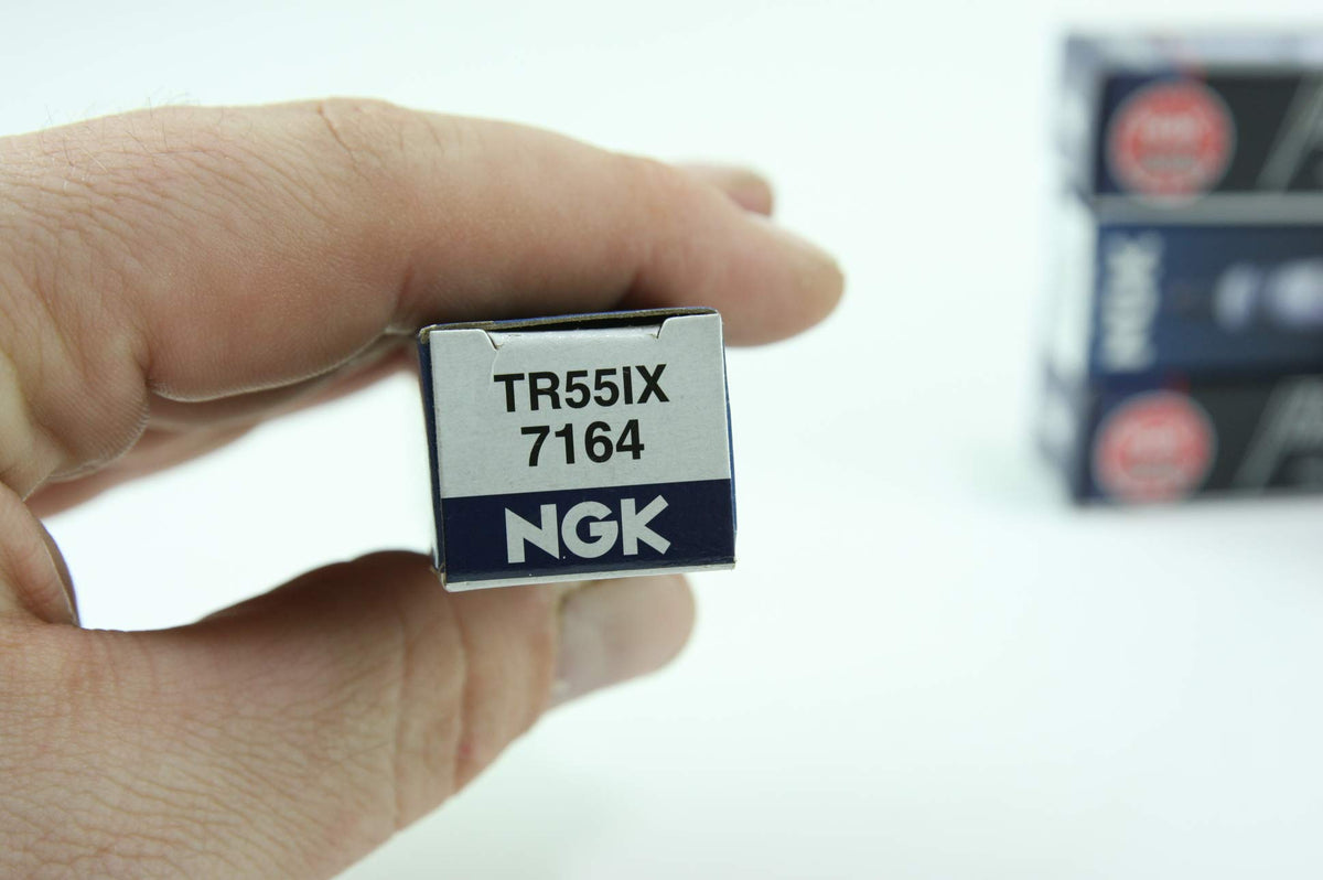 NGK iridium electrode detail showing fine tip for more precise spark and longer life