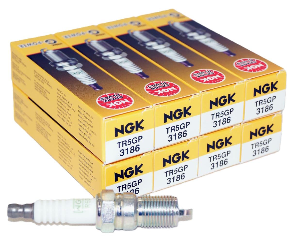 NGK G‑Power front pack showing brand and complete eight‑plug set benefits