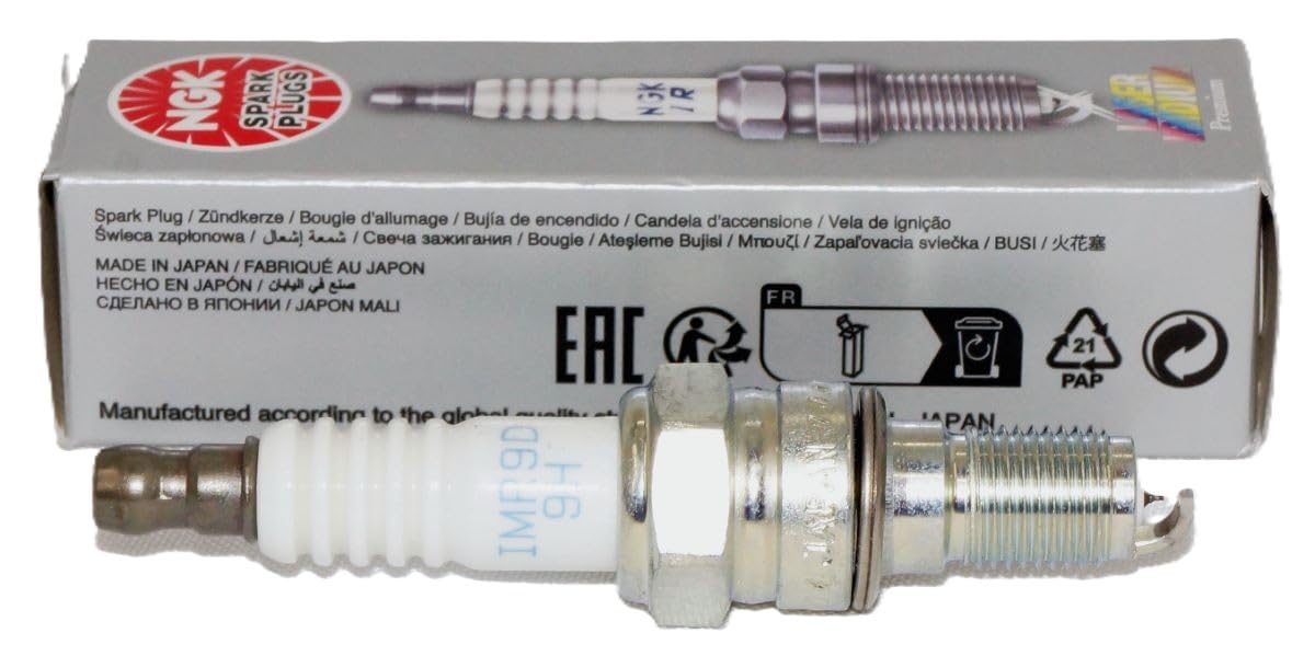 NGK close-up of iridium center electrode highlighting durability