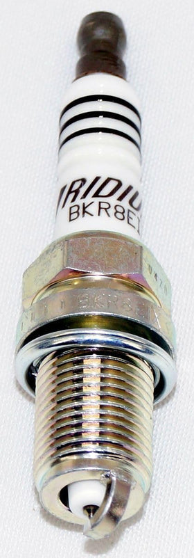 NGK close-up of iridium fine-wire electrode showing long-life benefit