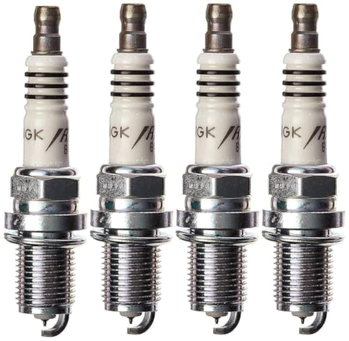 NGK Iridium IX front view showing four plugs and clear labeling for correct replacement