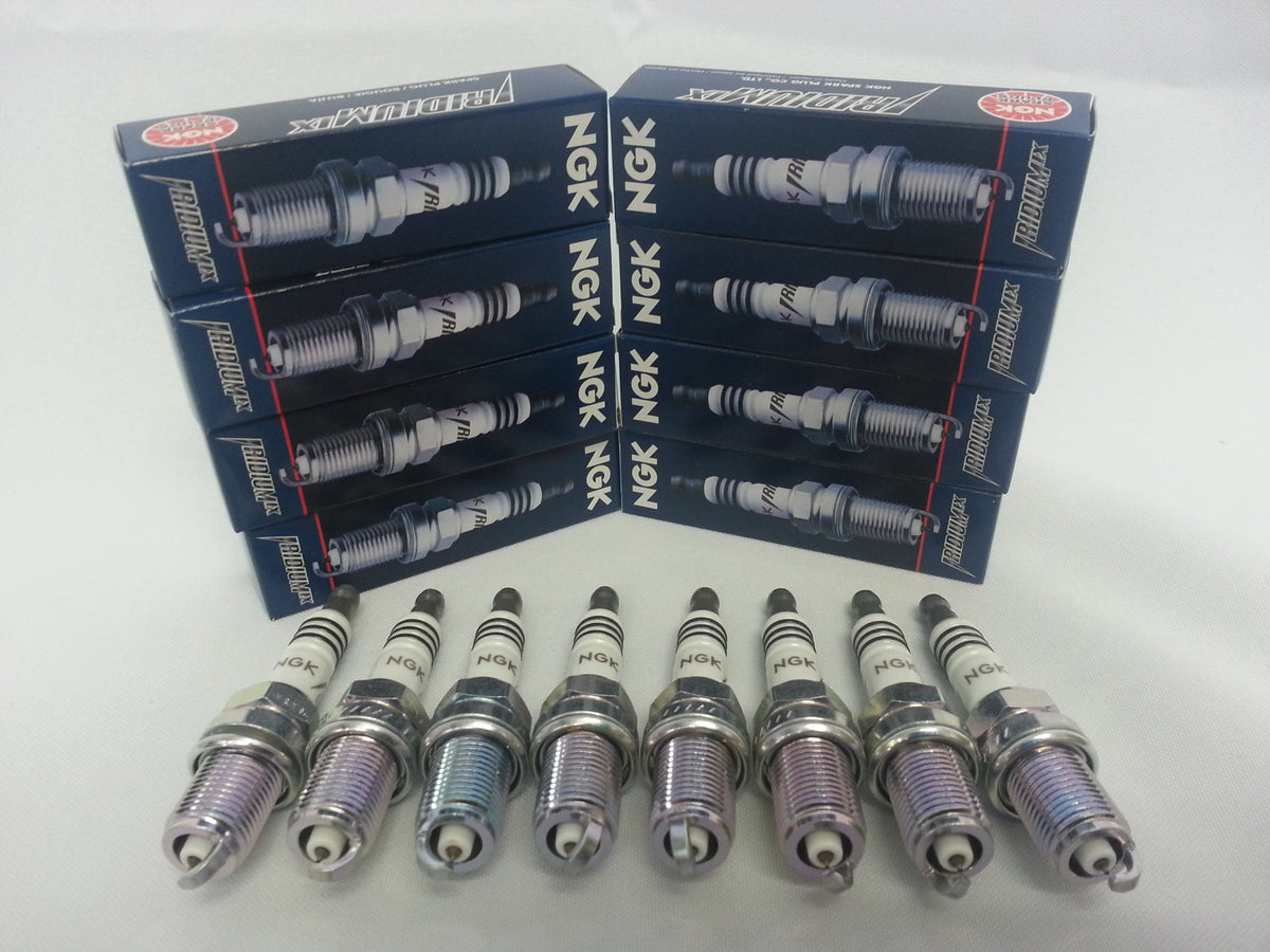 NGK Iridium IX TR6IX pack of eight showing packaging and plugs, trusted durability