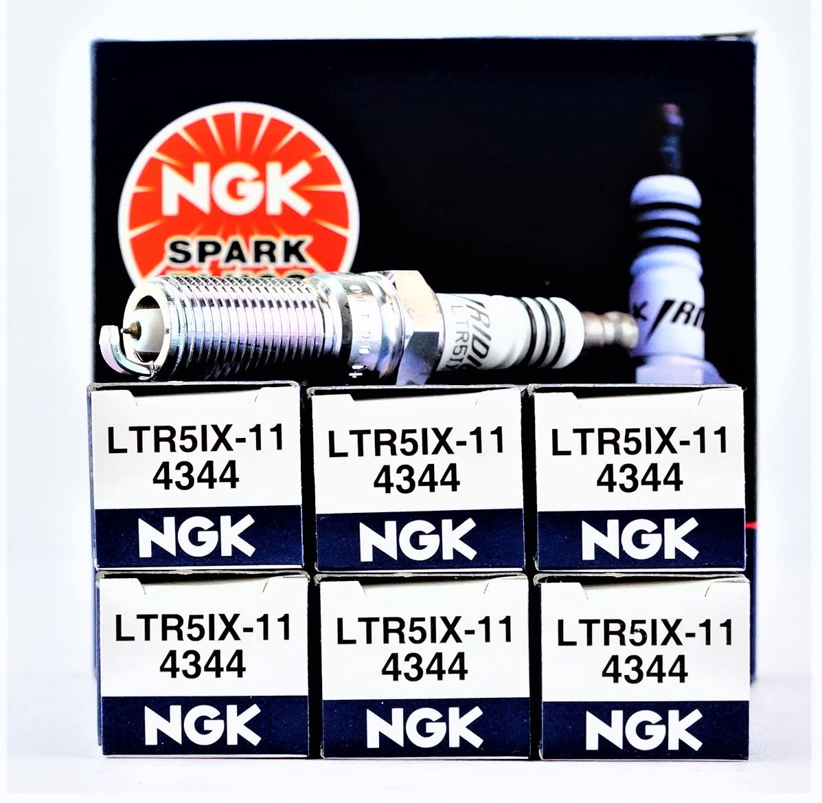 NGK LTR5IX-11 iridium center electrode close-up, highlights durable spark performance