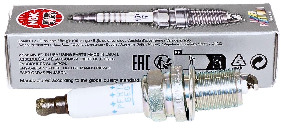 NGK close view of platinum center electrode highlighting precise spark benefit
