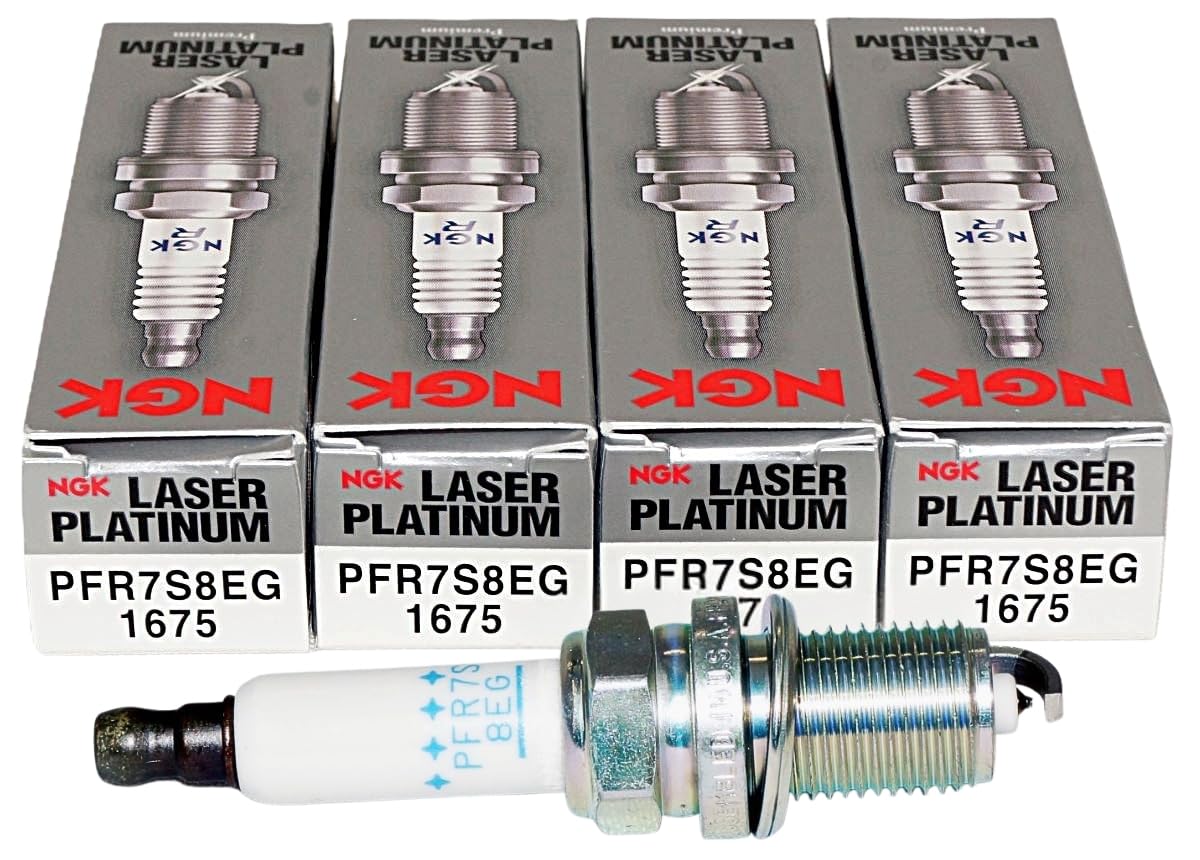 NGK PFR7S8EG front packaging showing four spark plugs and brand clarity