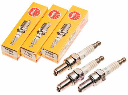 NGK Sea-Doo spark plugs front view showing three plugs and fitment benefit
