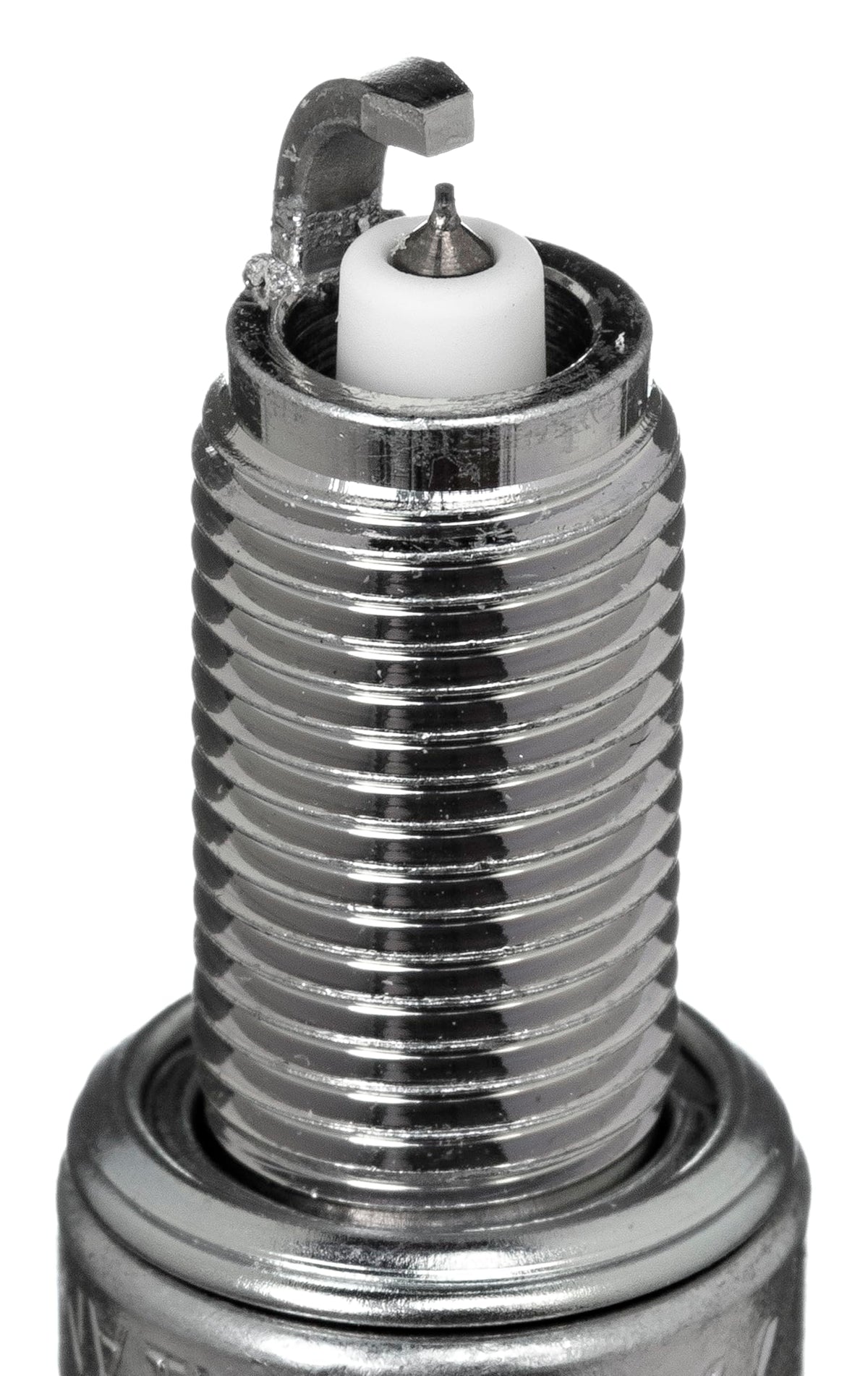 NGK SIMR8A9 iridium tip close-up revealing fine electrode for durable spark