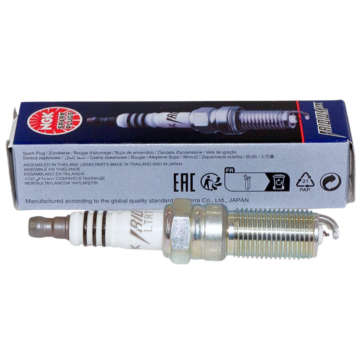 NGK spark plug close electrode detail highlighting iridium tip durability