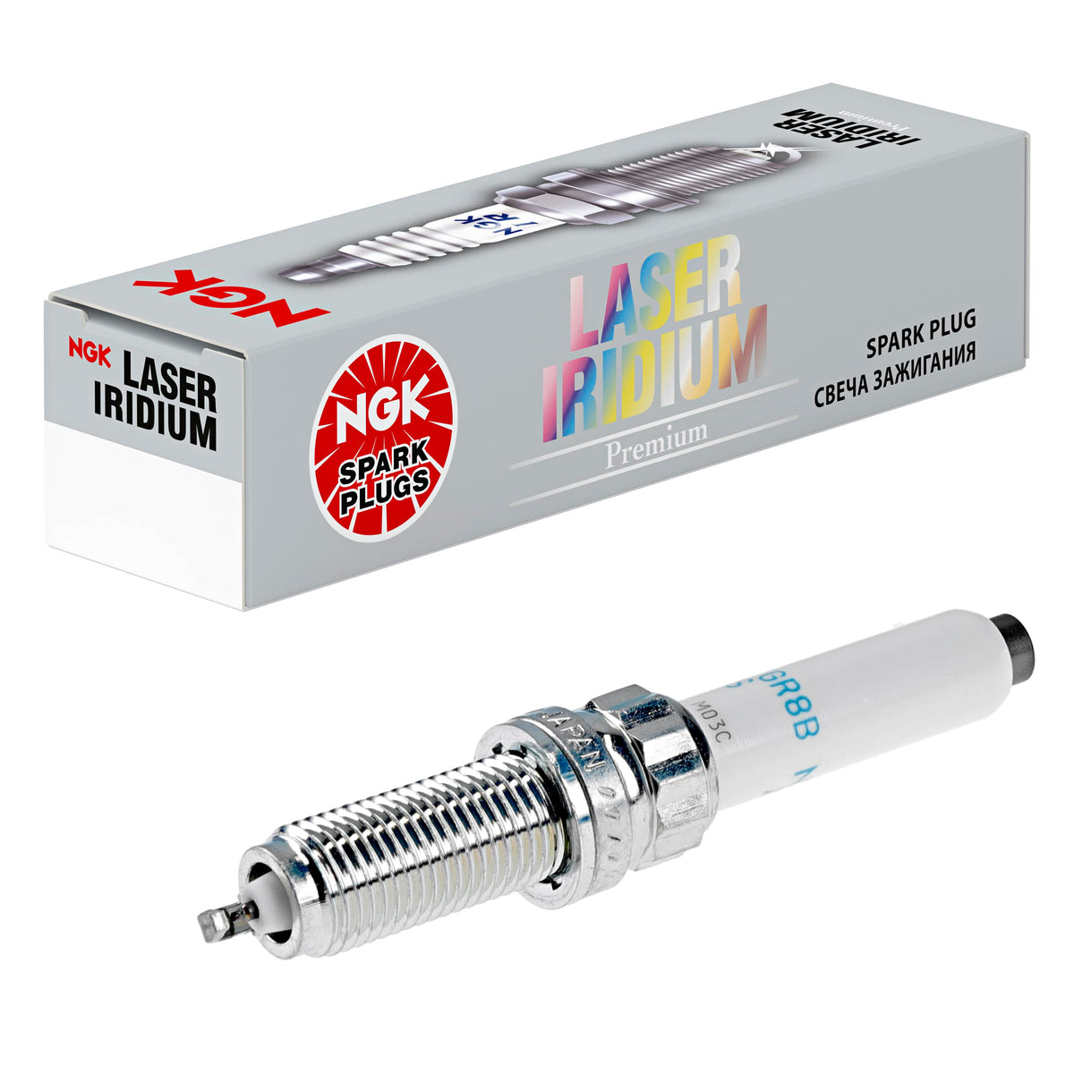 NGK spark plug front packaging showing part number and brand benefits