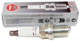 NGK spark plug gap detail with measurement emphasizing correct 0.032 in. preset for immediate use