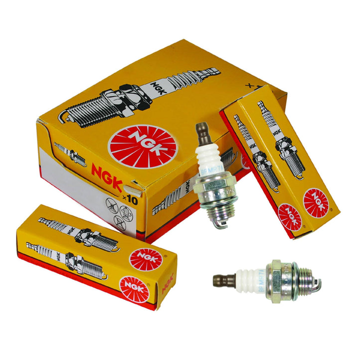 NGK spark plugs packaging showing brand and bulk 10-pack convenience