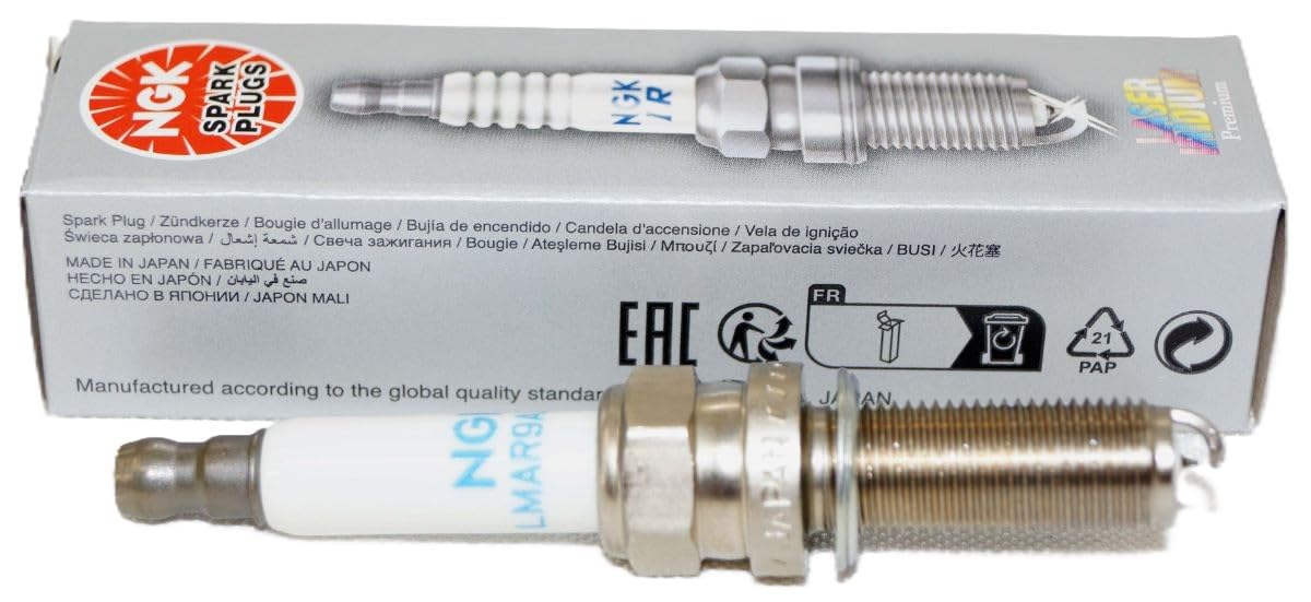 Close-up of NGK electrode and ceramic insulator highlighting durable construction