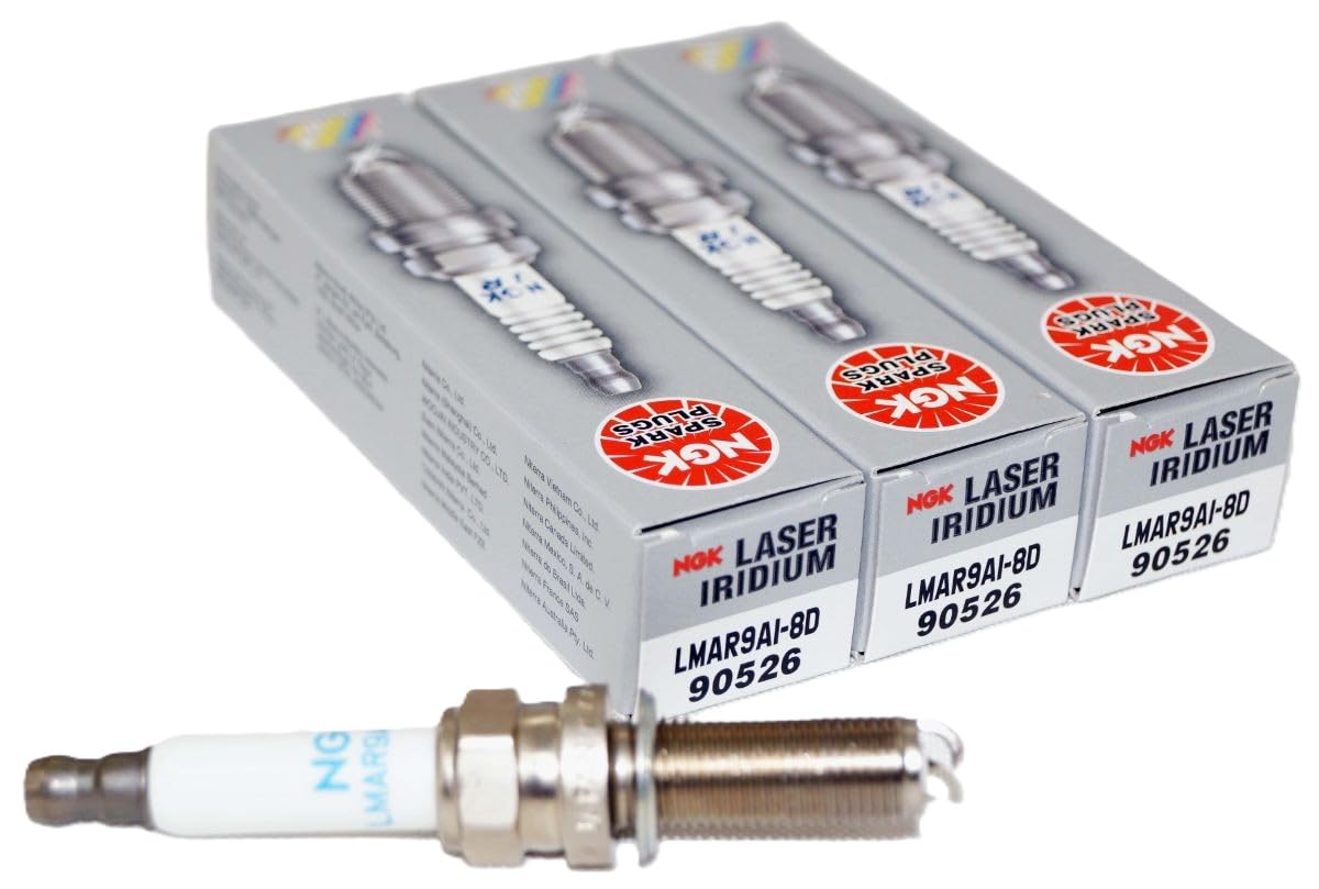 NGK spark plug LMAR9AI8D front view showing thread and insulator for reliable fit
