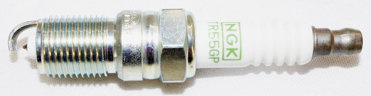 NGK electrode detail with 0.6mm platinum tip showing wear resistance benefit