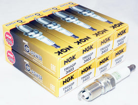 NGK TR55GP front packaging showing eight-plug set and labeling benefit reliable replacement
