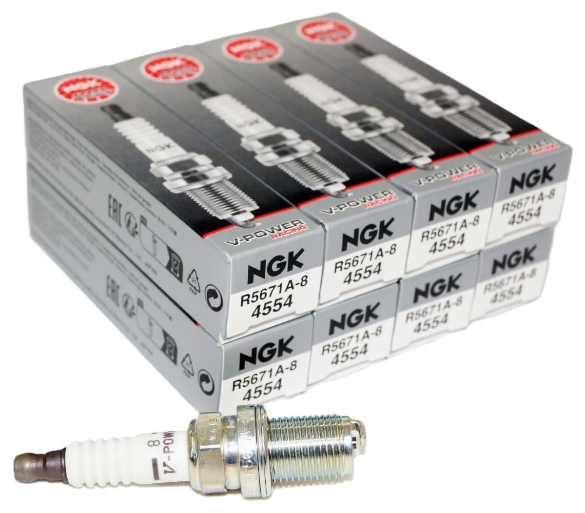 NGK V-Power Racing 4554 front packaging showing genuine brand and part identification for easy selection