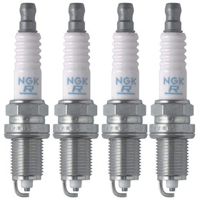 Close-up of NGK ZFR5F-11 electrode showing V-groove and concave ground for improved spark
