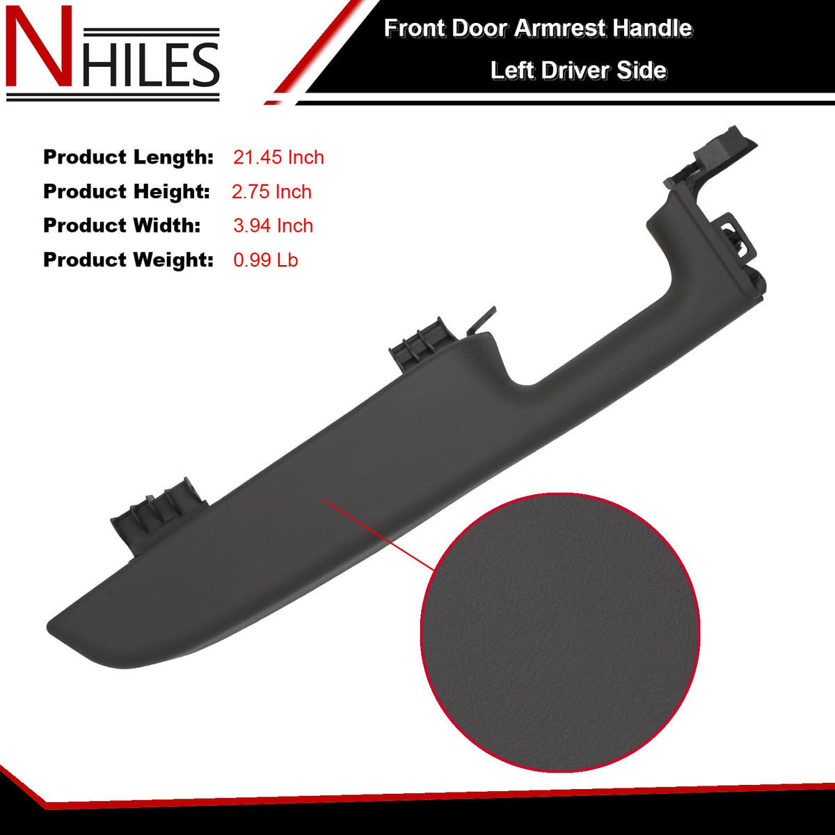 NHILES armrest installed in driver door demonstrating restored look