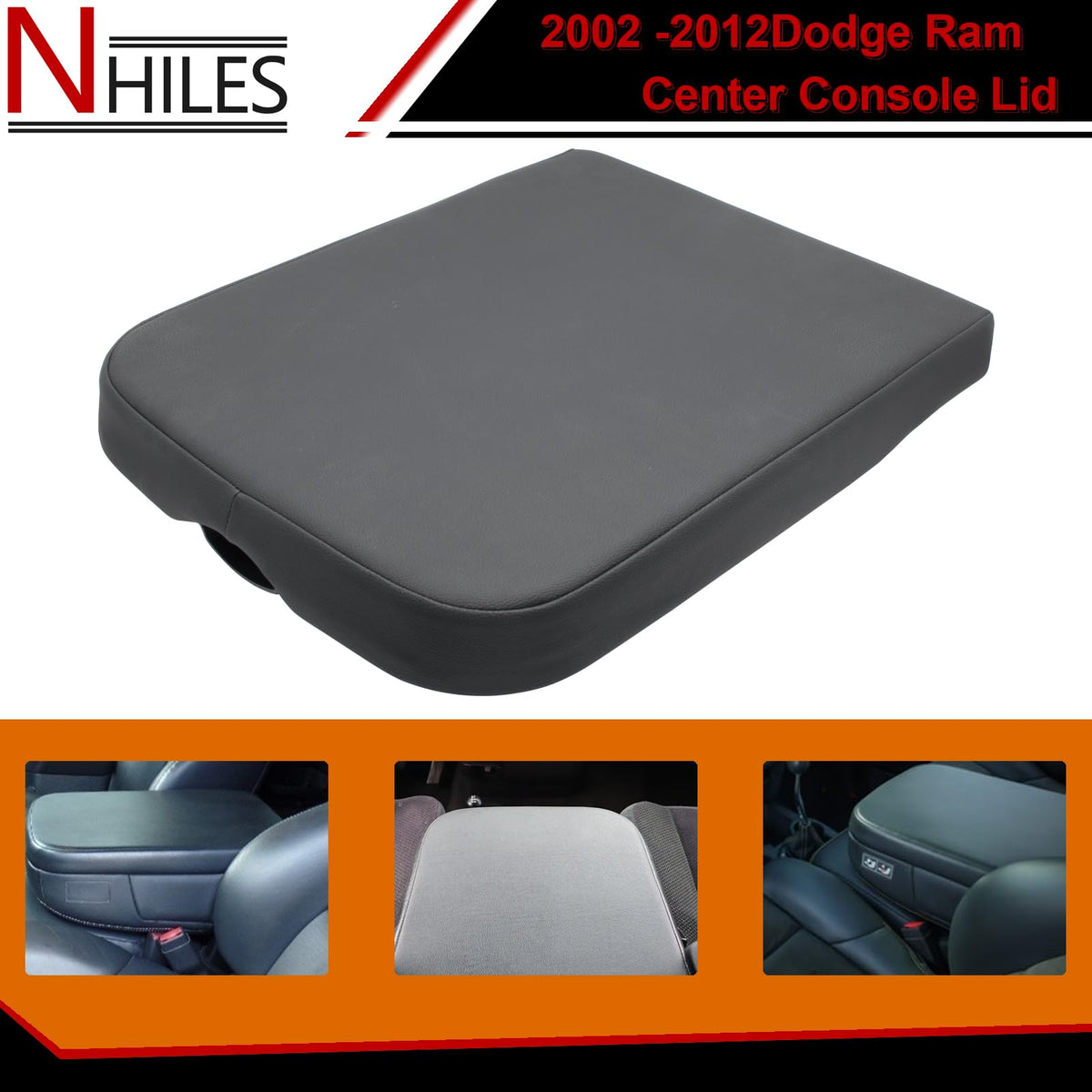 NHILES mounted lid inside Dodge Ram cab showing restored armrest function and fit