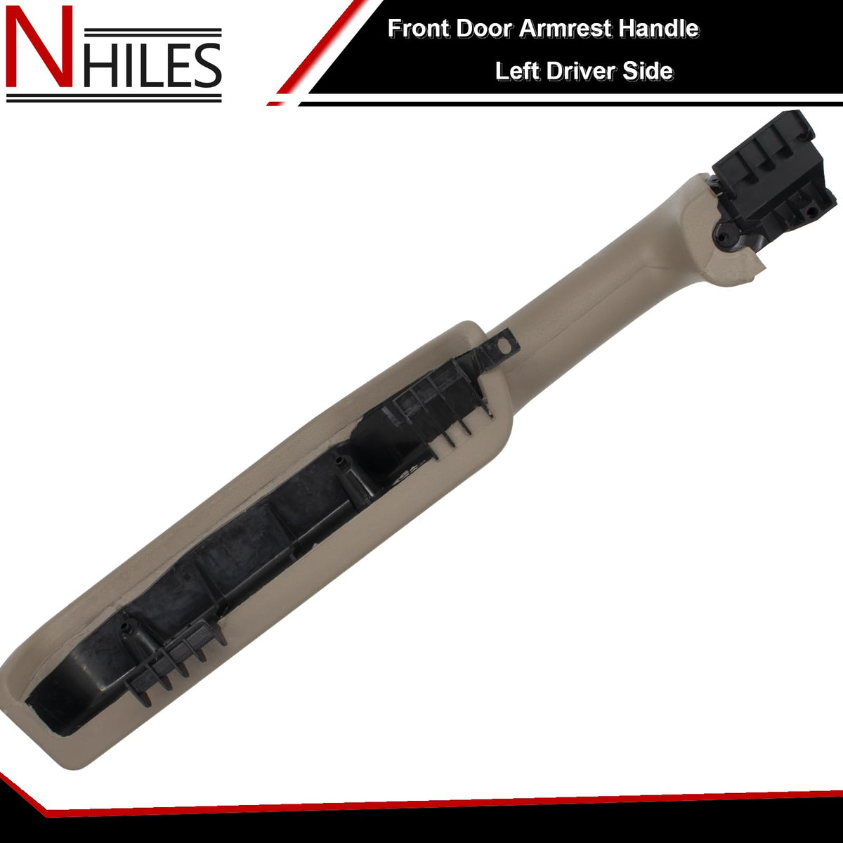 NHILES armrest visible in vehicle interior demonstrating cohesive beige styling