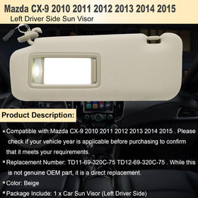 NHILES visor installed in Mazda CX-9 driver side demonstrating restored glare protection