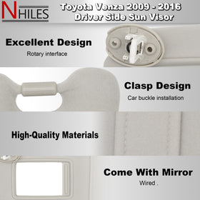 NHILES sun visor close-up of mounting bracket and screw hole for easy install