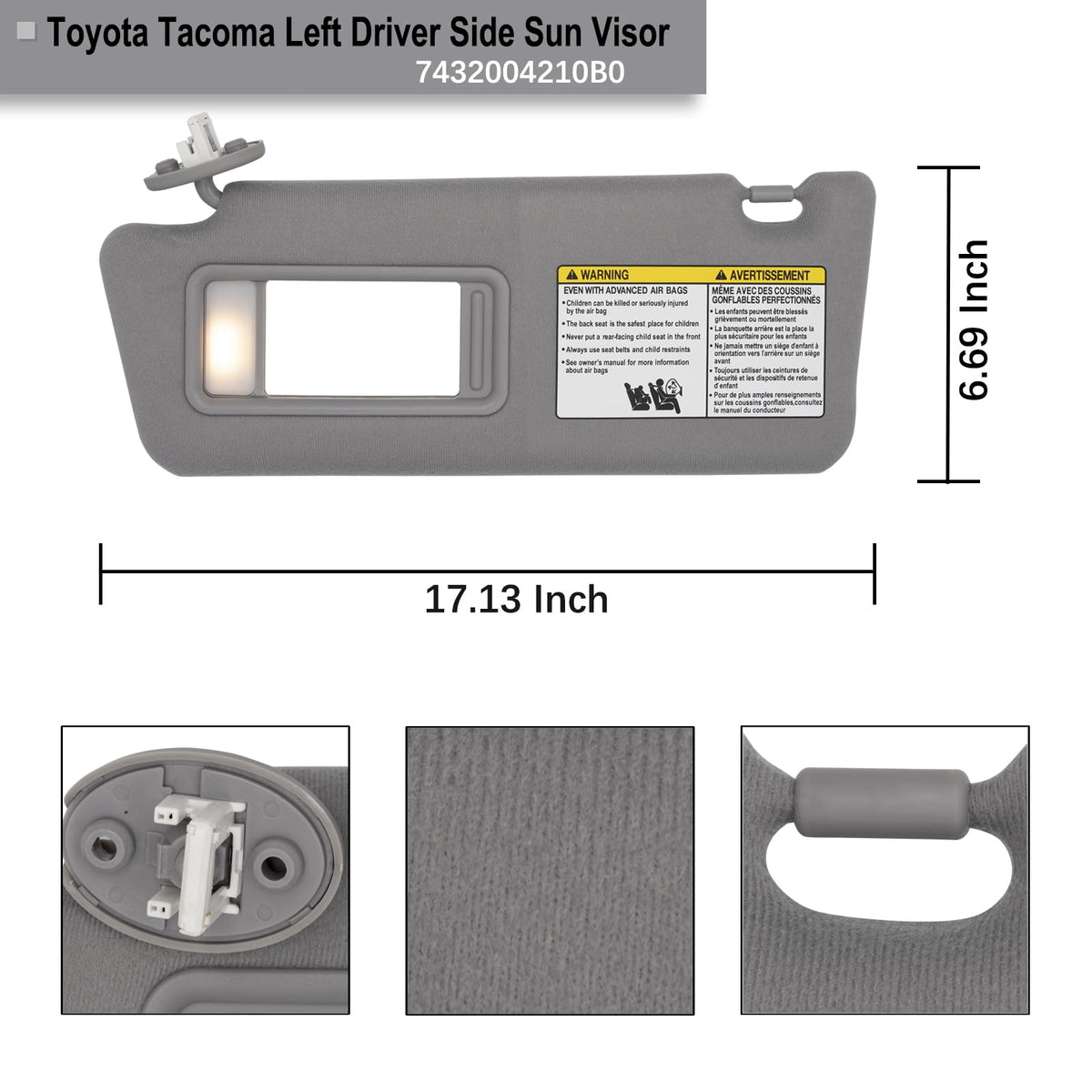 NHILES visor installed in Tacoma interior improving sun protection