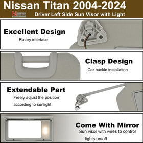 NHILES visor installed in Nissan Titan driver side demonstrating fitment