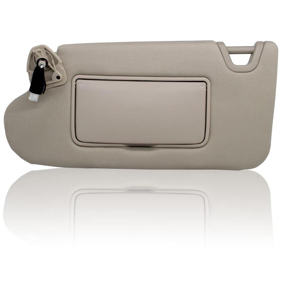 NHILES driver visor front view showing fit and beige finish for matching interior