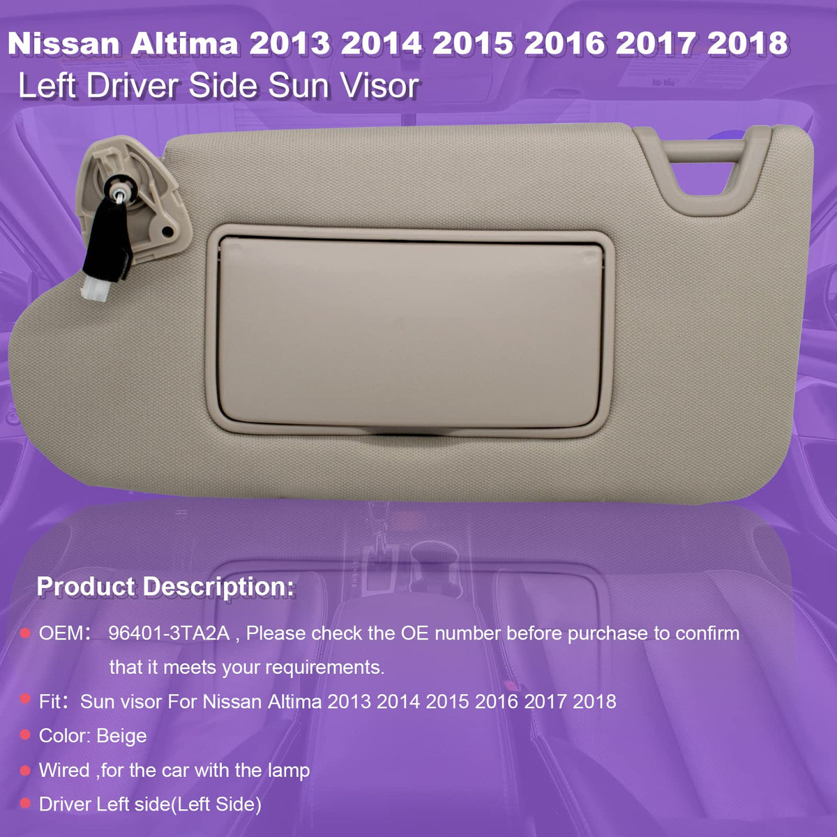NHILES visor installed in Nissan Altima demonstrating proper fit and coverage
