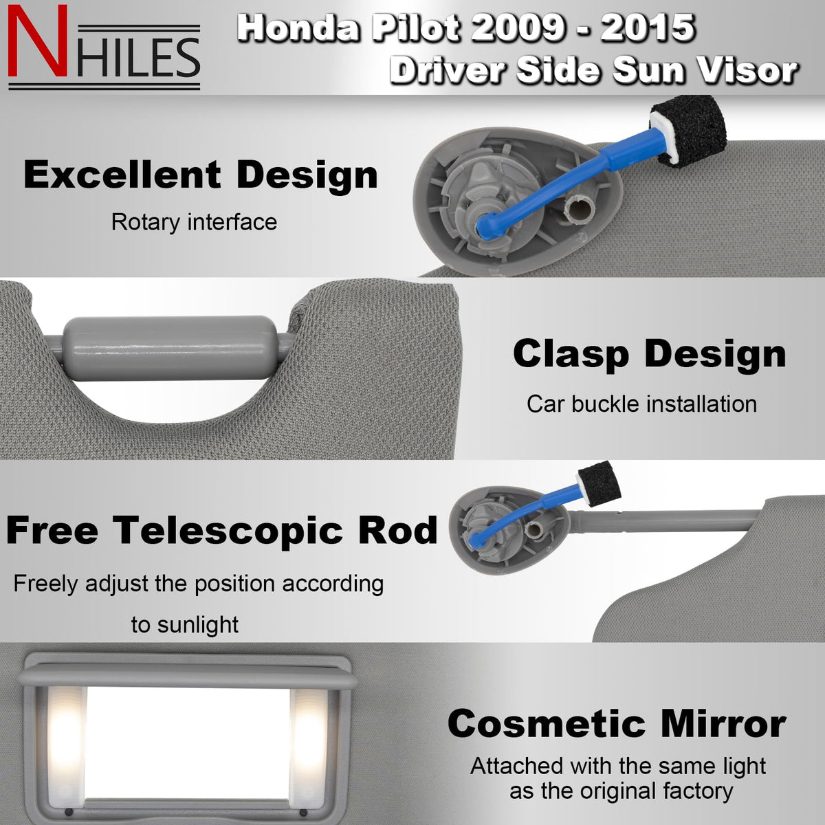 NHILES visor close-up of mounting point showing compatibility and easy install