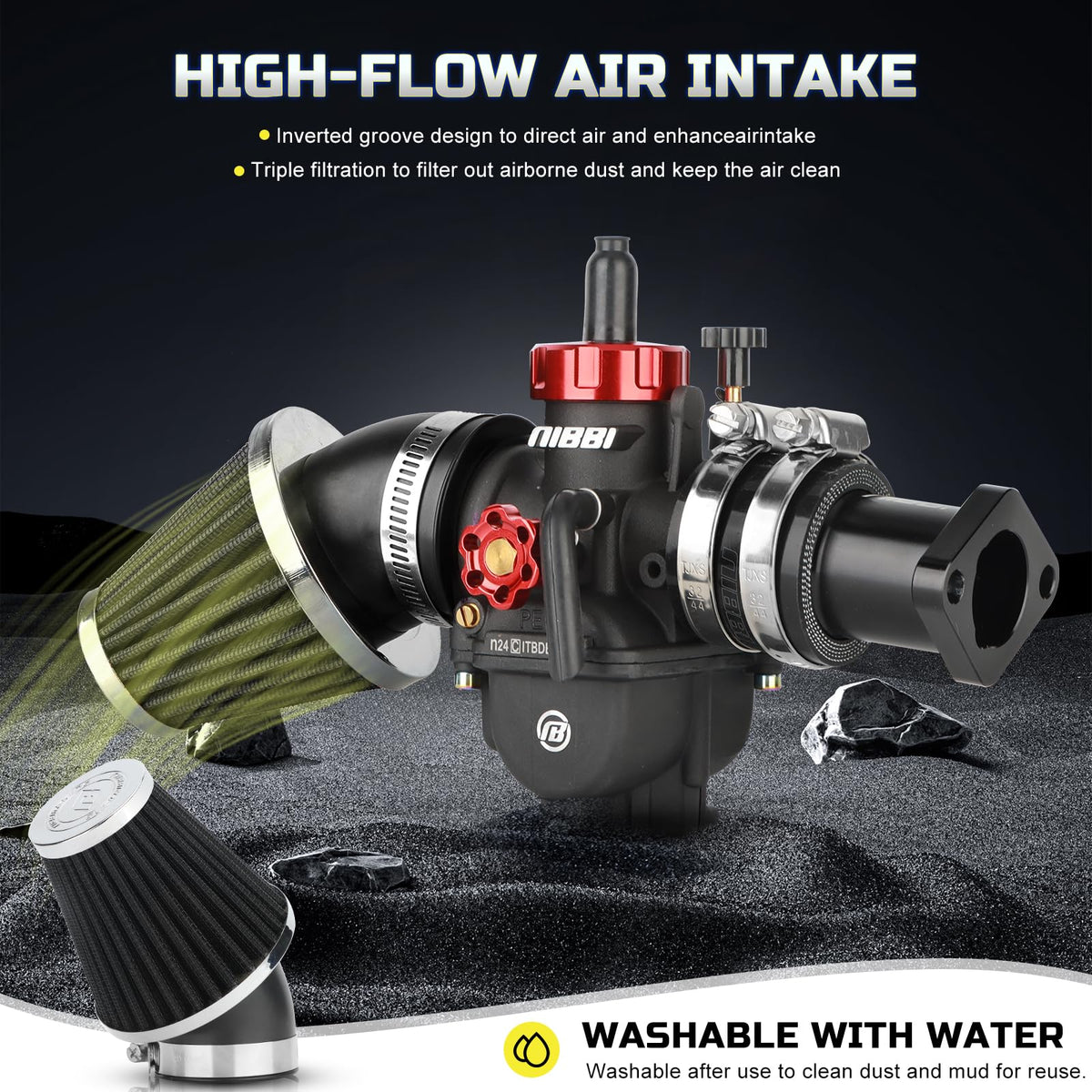 nibbi carburetor anodized finish texture showing wear and corrosion resistance