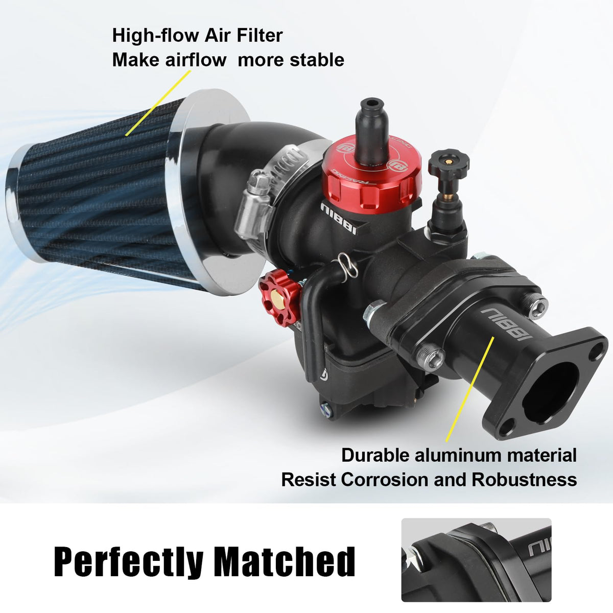 nibbi carburetor installed on a Predator-style engine illustrating improved throttle response potential