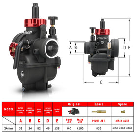 nibbi carburetor side detail highlighting linkage and anodized corrosion protection