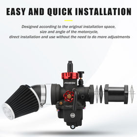 nibbi carburetor next to ruler showing 24mm bore scale for easy installation verification