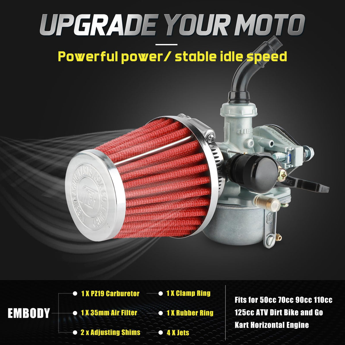 nibbi PZ19 installed on mini bike demonstrating fit and improved drivability