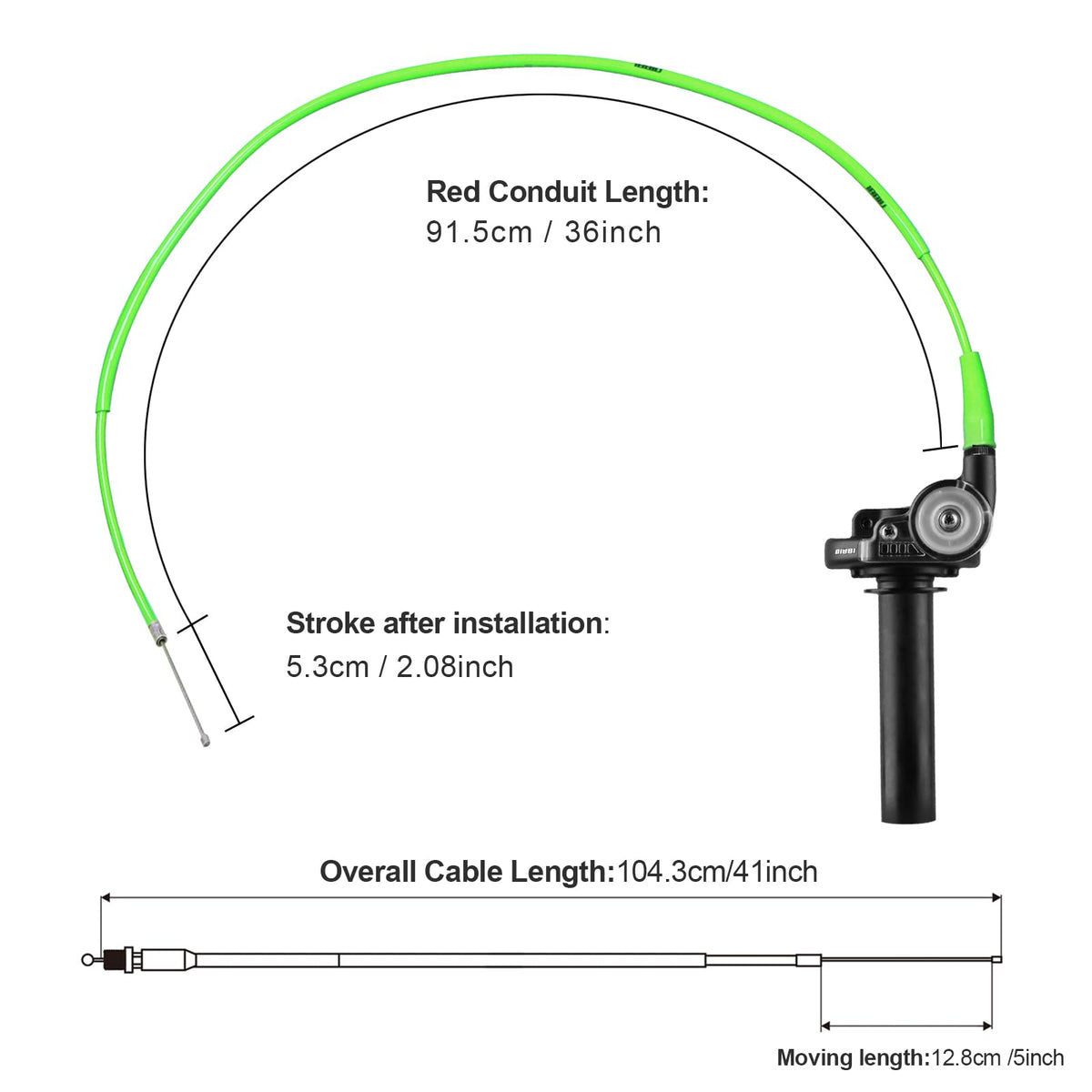 nibbi throttle cable laid out 41 inches showing corrosion-resistant core