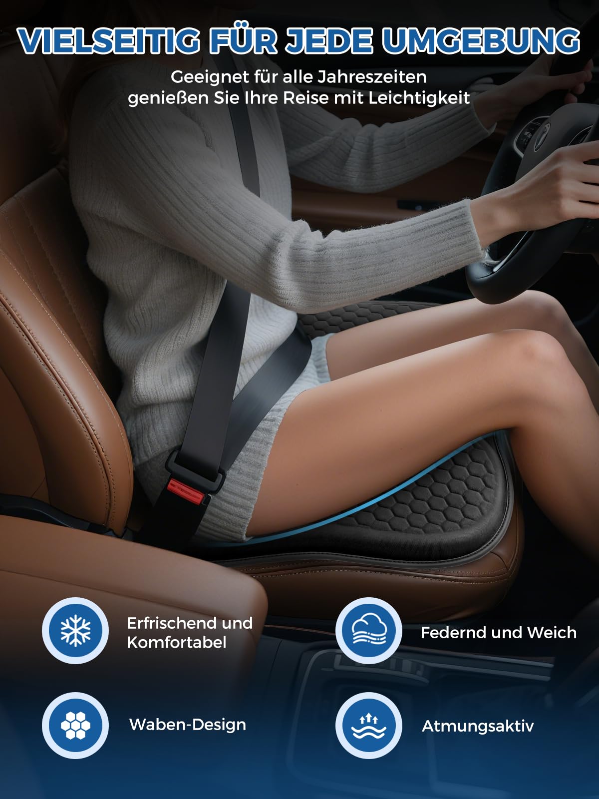Nicecastle cushion on office chair promoting breathability and all-day sitting support