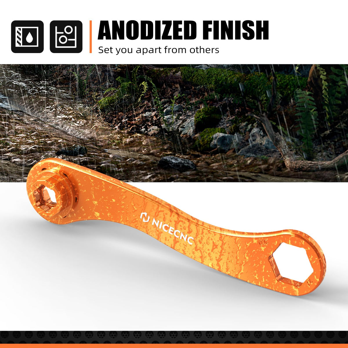 NICECNC orange anodized finish resisting corrosion and improving grip
