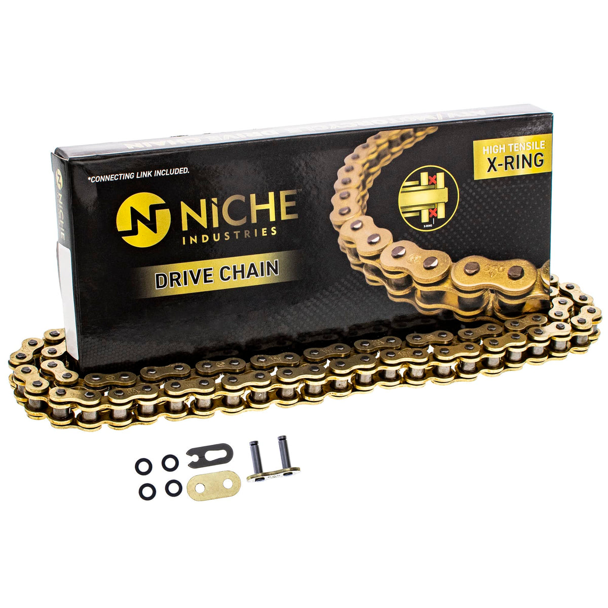 NICHE chain installed on motorcycle illustrating reliable drivetrain performance in use