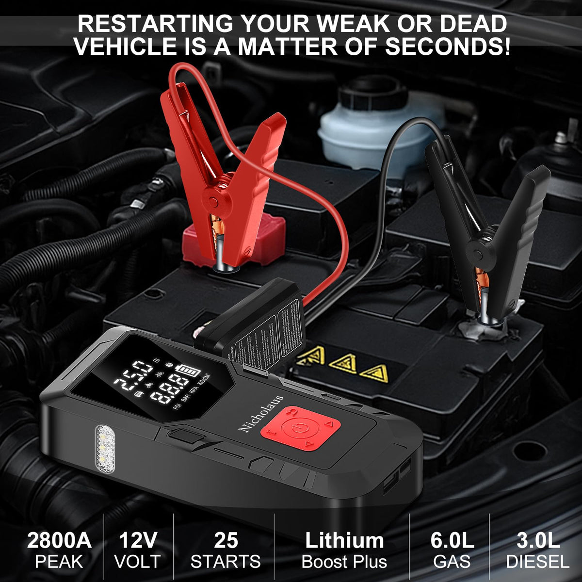 Nicholaus clamp and display close-up showing safe connection and clear status readout