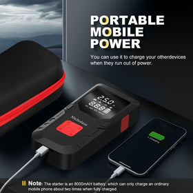 Nicholaus next to a smartphone for scale showing portable powerbank convenience