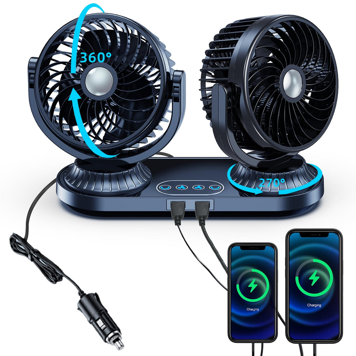 NIFBANG front view showing dual heads and stable base for stronger airflow