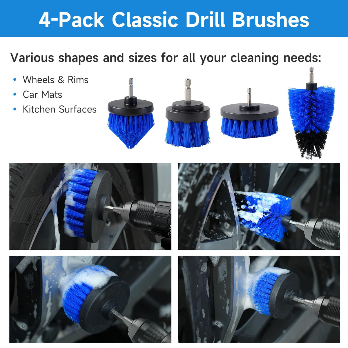 NIKCOSMK drill brush attachments close-up for deep-clean power