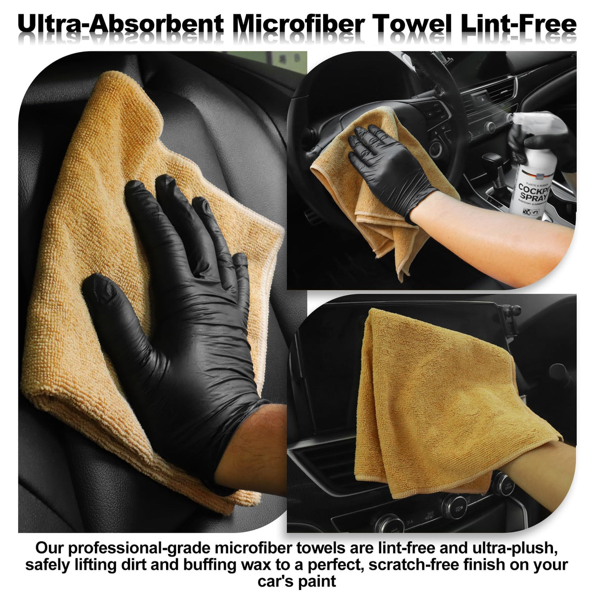 NIKCOSMK brush in use on a car seat removing dirt from seams and pores