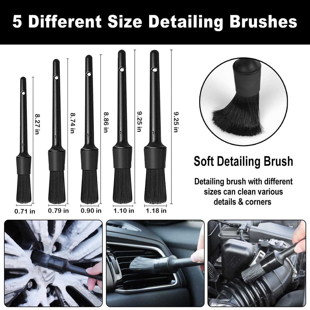 NIKCOSMK stiff tire brush and tire hook ready to remove sidewall grime effectively