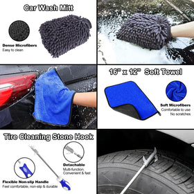 NIKCOSMK wash mitt and microfiber towel for gentle washing and streak-free drying