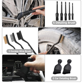 NIKCOSMK wheel and tire brushes scrubbing rim spokes to remove brake dust